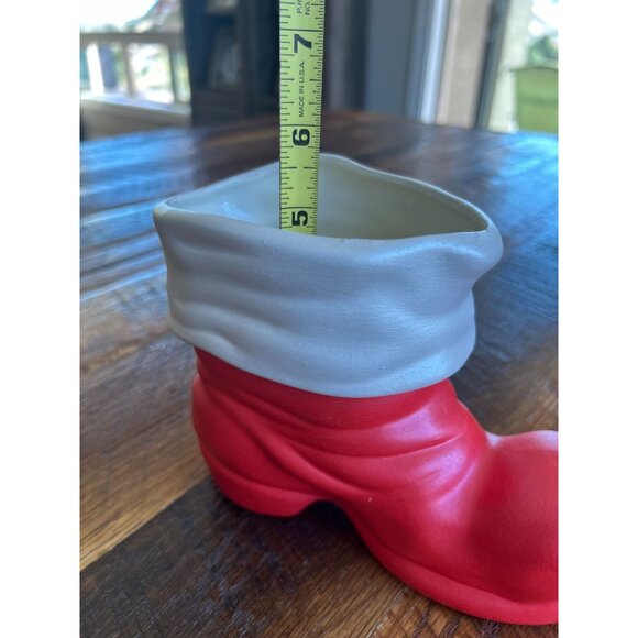 Vintage Ceramic Santa Boot Planter Or Candy Dish - Picture 11 of 11